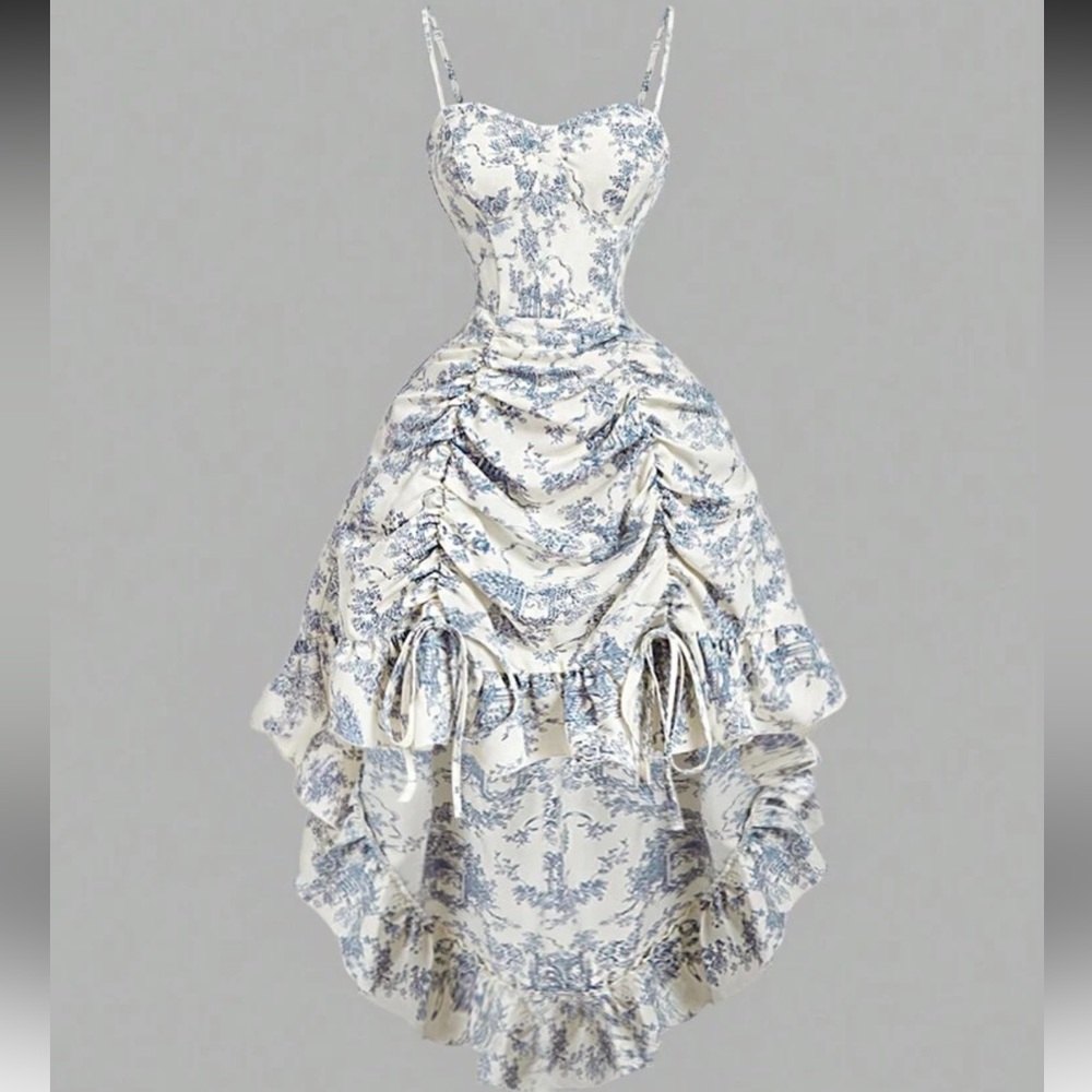 Elegant Blue and White Women's Dress